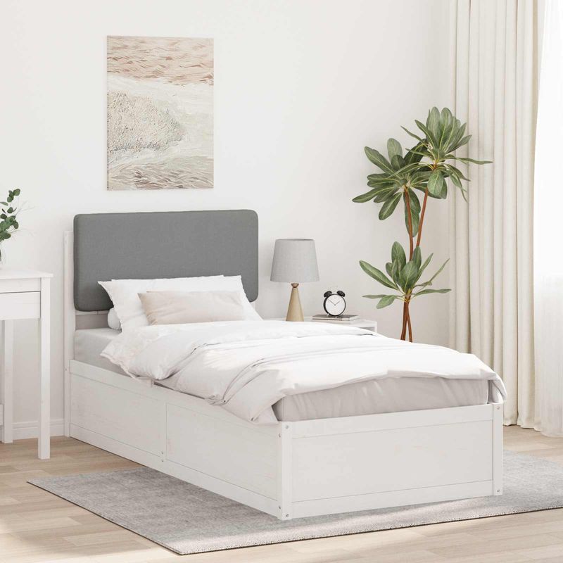 Casa si Gradina - Mobilier - Paturi si accesorii - Paturi - Cadru de pat cu tablie tapitata Gri deschis 90 x 190 cm - Infinity.ro