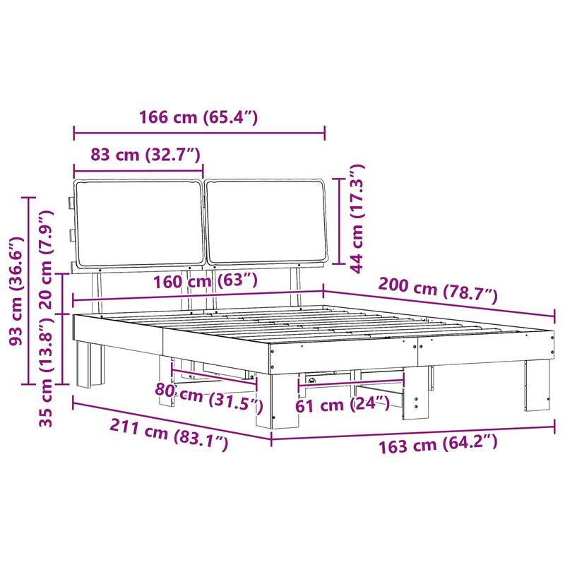 Casa si Gradina - Mobilier - Paturi si accesorii - Paturi - Cadru de pat cu tablie tapitata Gri inchis 160 x 200 cm - Infinity.ro