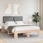 Casa si Gradina - Mobilier - Paturi si accesorii - Paturi - Cadru de pat cu tablie tapitata Gri deschis 135 x 190 cm - Infinity.ro