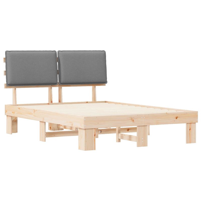 Casa si Gradina - Mobilier - Paturi si accesorii - Paturi - Cadru de pat cu tablie tapitata Gri deschis 135 x 190 cm - Infinity.ro
