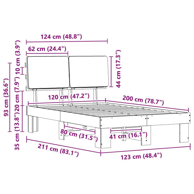 Casa si Gradina - Mobilier - Paturi si accesorii - Paturi - Cadru de pat cu tablie tapitata Gri deschis 120 x 200 cm - Infinity.ro