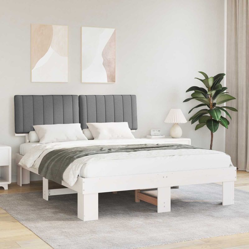 Casa si Gradina - Mobilier - Paturi si accesorii - Paturi - Cadru de pat cu tablie tapitata Gri deschis 160 x 200 cm - Infinity.ro