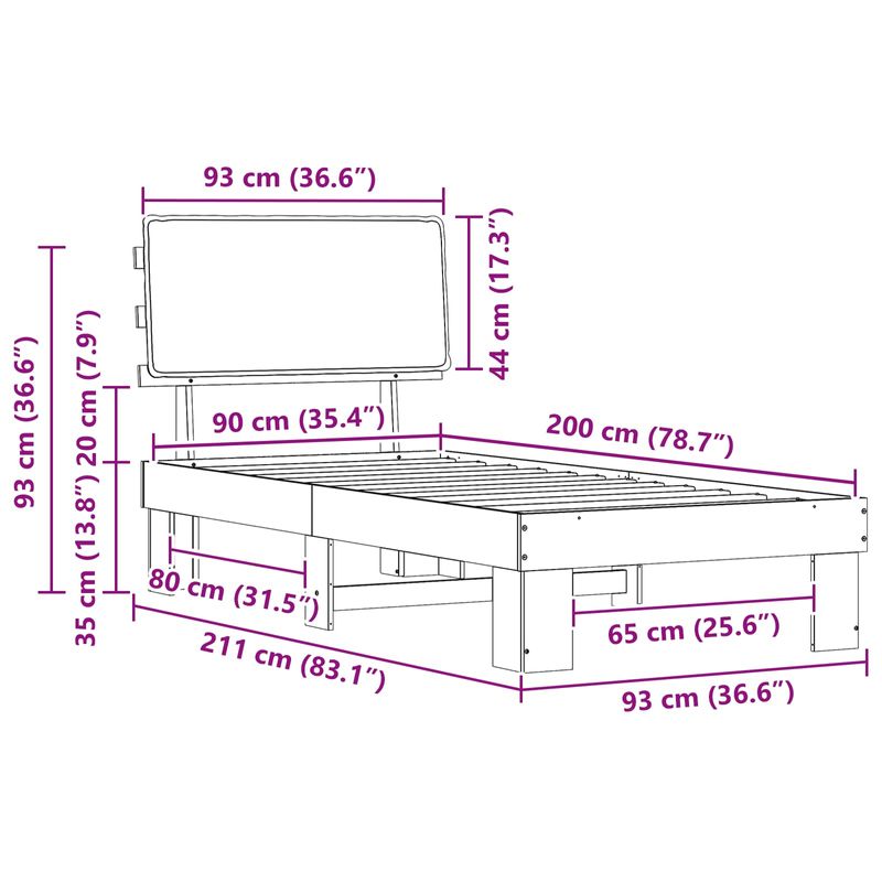 Casa si Gradina - Mobilier - Paturi si accesorii - Paturi - Cadru de pat cu tablie tapitata Gri deschis 90 x 200 cm - Infinity.ro