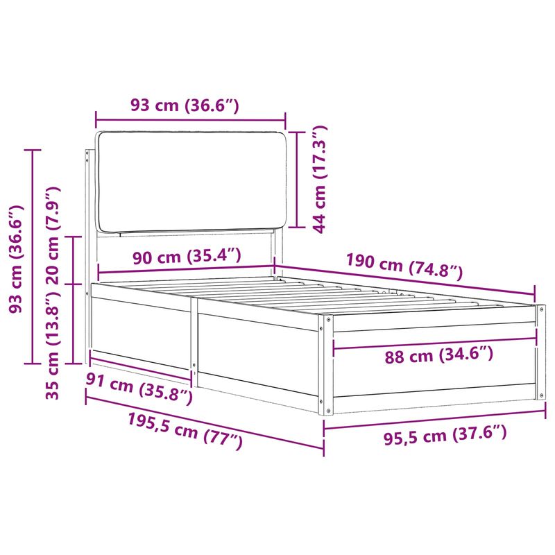 Casa si Gradina - Mobilier - Paturi si accesorii - Paturi - Cadru de pat cu tablie tapitata Gri deschis 90 x 190 cm - Infinity.ro