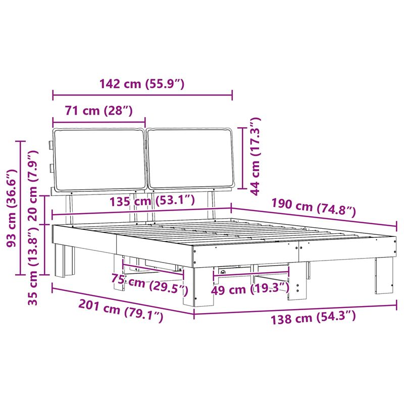 Casa si Gradina - Mobilier - Paturi si accesorii - Paturi - Cadru de pat cu tablie tapitata Gri deschis 135 x 190 cm - Infinity.ro