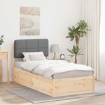 Casa si Gradina - Mobilier - Paturi si accesorii - Paturi - Cadru de pat cu tablie tapitata Gri deschis 90 x 190 cm - Infinity.ro
