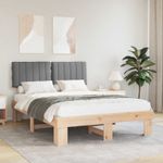 Casa si Gradina - Mobilier - Paturi si accesorii - Paturi - Cadru de pat cu tablie tapitata Gri deschis 135 x 190 cm - Infinity.ro