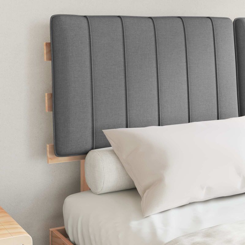 Casa si Gradina - Mobilier - Paturi si accesorii - Paturi - Cadru de pat cu tablie tapitata Gri deschis 135 x 190 cm - Infinity.ro