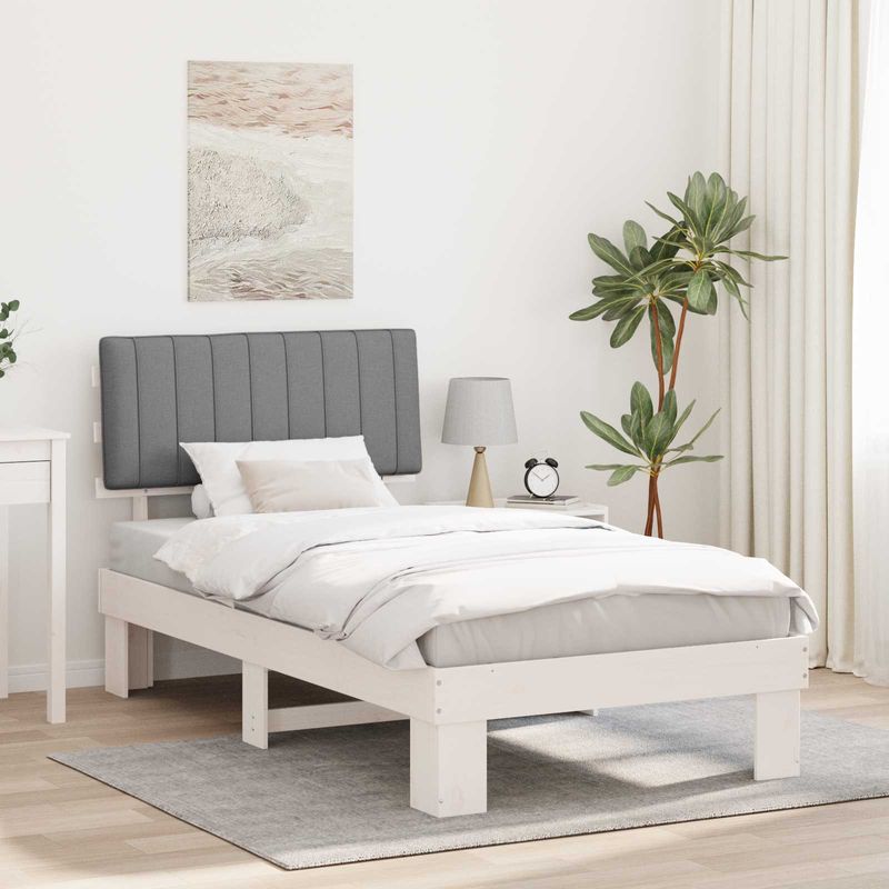 Casa si Gradina - Mobilier - Paturi si accesorii - Paturi - Cadru de pat cu tablie tapitata Gri deschis 100 x 200 cm - Infinity.ro