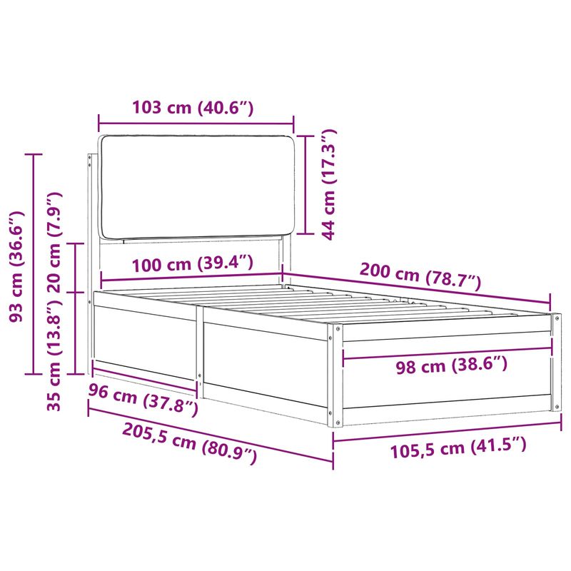Casa si Gradina - Mobilier - Paturi si accesorii - Paturi - Cadru de pat cu tablie tapitata Gri deschis 100 x 200 cm - Infinity.ro