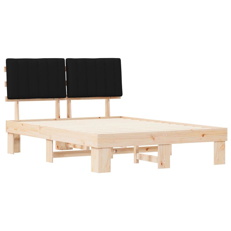 Casa si Gradina - Mobilier - Paturi si accesorii - Paturi - Cadru de pat cu tablie tapitata cu headboard Negru 135 x 190 cm - Infinity.ro