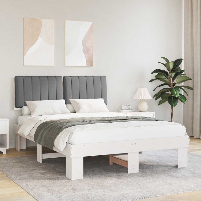 Casa si Gradina - Mobilier - Paturi si accesorii - Paturi - Cadru de pat cu tablie tapitata Gri deschis 140 x 190 cm - Infinity.ro