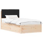 Casa si Gradina - Mobilier - Paturi si accesorii - Paturi - Cadru de pat cu tablie tapitata cu headboard Negru 100 x 200 cm - Infinity.ro