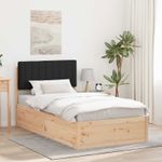 Casa si Gradina - Mobilier - Paturi si accesorii - Paturi - Cadru de pat cu tablie tapitata cu headboard Negru 100 x 200 cm - Infinity.ro