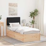 Casa si Gradina - Mobilier - Paturi si accesorii - Paturi - Cadru de pat cu tablie tapitata cu headboard Negru 75 x 190 cm - Infinity.ro