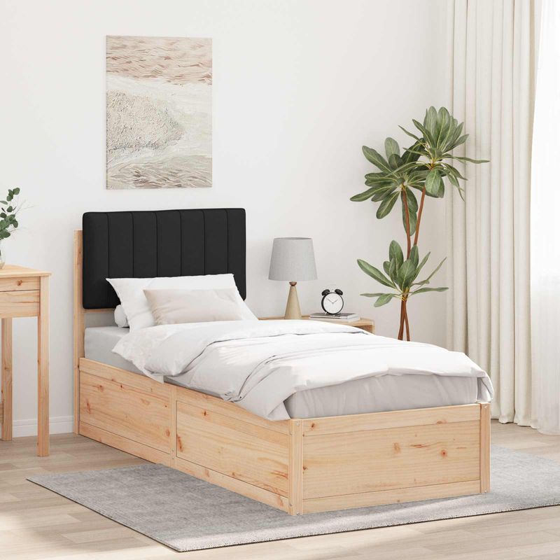 Casa si Gradina - Mobilier - Paturi si accesorii - Paturi - Cadru de pat cu tablie tapitata cu headboard Negru 75 x 190 cm - Infinity.ro