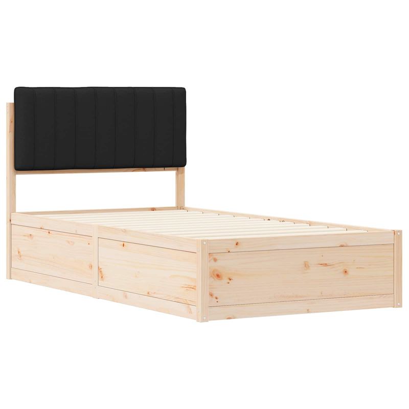 Casa si Gradina - Mobilier - Paturi si accesorii - Paturi - Cadru de pat cu tablie tapitata cu headboard Negru 100 x 200 cm - Infinity.ro