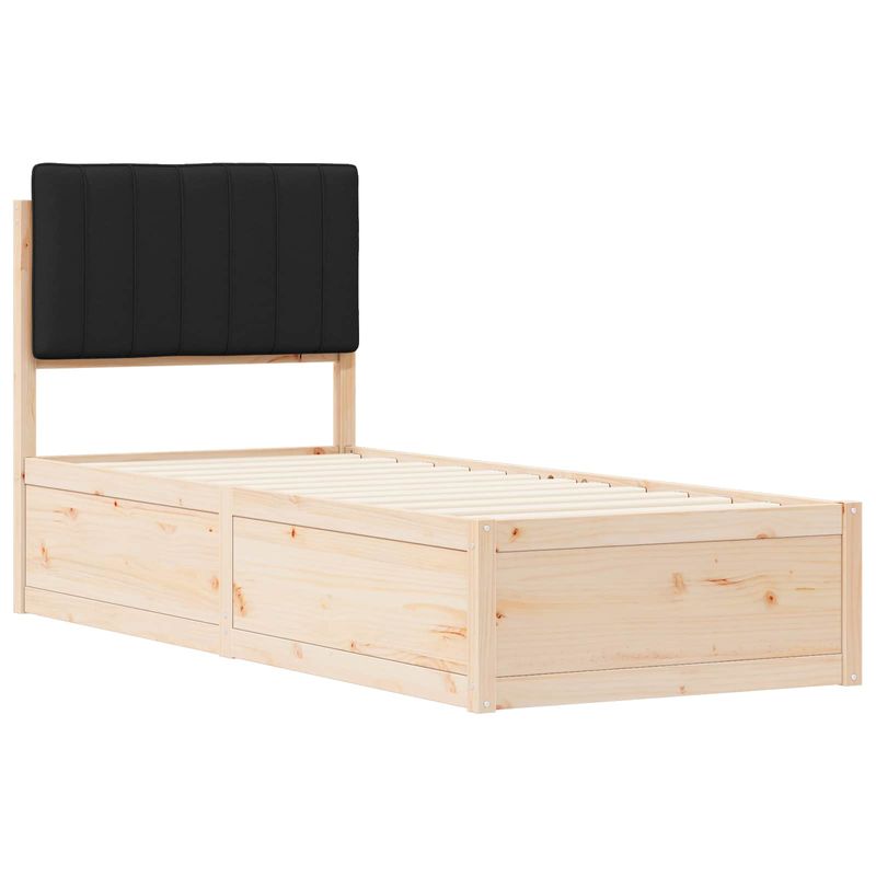 Casa si Gradina - Mobilier - Paturi si accesorii - Paturi - Cadru de pat cu tablie tapitata cu headboard Negru 75 x 190 cm - Infinity.ro