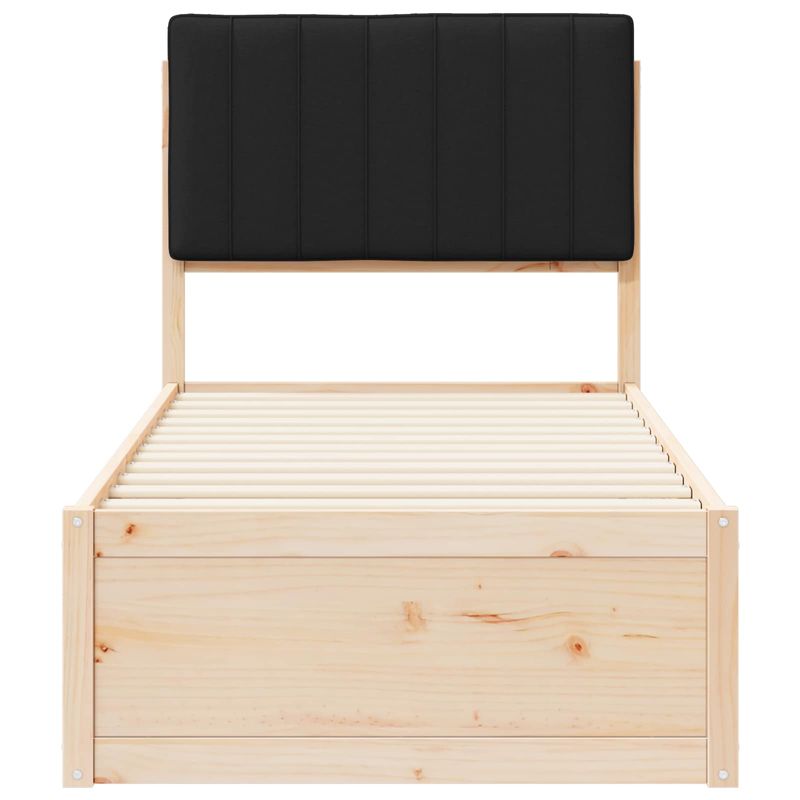Casa si Gradina - Mobilier - Paturi si accesorii - Paturi - Cadru de pat cu tablie tapitata cu headboard Negru 75 x 190 cm - Infinity.ro