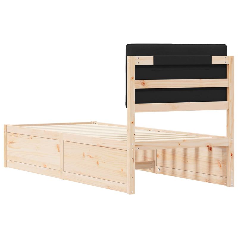 Casa si Gradina - Mobilier - Paturi si accesorii - Paturi - Cadru de pat cu tablie tapitata cu headboard Negru 75 x 190 cm - Infinity.ro