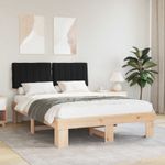 Casa si Gradina - Mobilier - Paturi si accesorii - Paturi - Cadru de pat cu tablie tapitata cu headboard Negru 140 x 200 cm - Infinity.ro