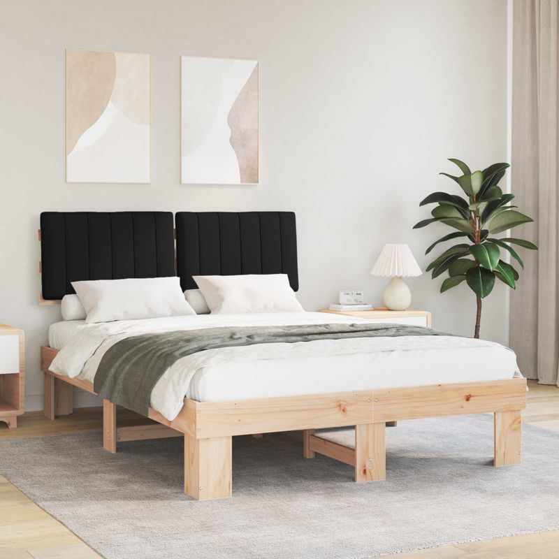 Casa si Gradina - Mobilier - Paturi si accesorii - Paturi - Cadru de pat cu tablie tapitata cu headboard Negru 140 x 200 cm - Infinity.ro