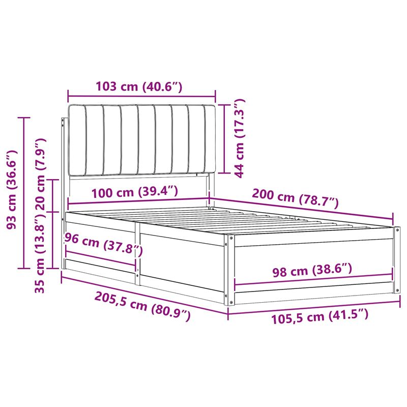 Casa si Gradina - Mobilier - Paturi si accesorii - Paturi - Cadru de pat cu tablie tapitata cu headboard Negru 100 x 200 cm - Infinity.ro