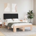 Casa si Gradina - Mobilier - Paturi si accesorii - Paturi - Cadru de pat cu tablie tapitata cu headboard Negru 120 x 200 cm - Infinity.ro