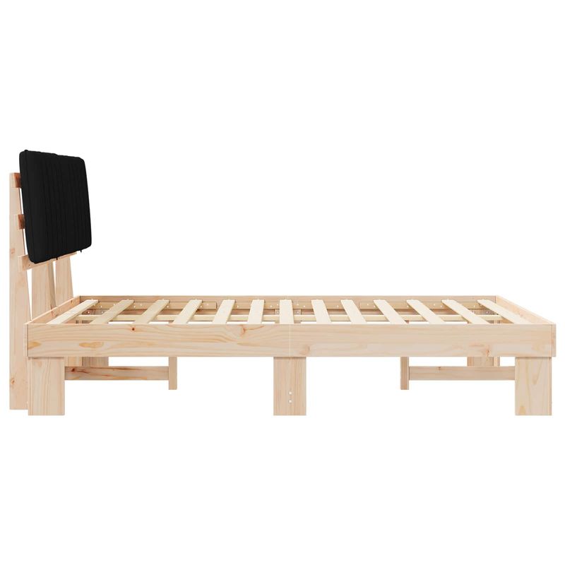Casa si Gradina - Mobilier - Paturi si accesorii - Paturi - Cadru de pat cu tablie tapitata cu headboard Negru 140 x 200 cm - Infinity.ro