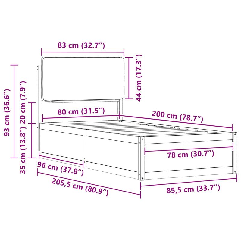 Casa si Gradina - Mobilier - Paturi si accesorii - Paturi - Cadru de pat cu tablie tapitata Gri inchis 80 x 200 cm - Infinity.ro