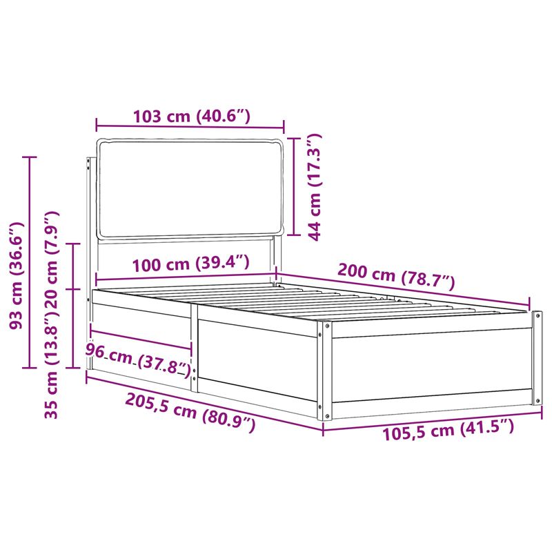 Casa si Gradina - Mobilier - Paturi si accesorii - Paturi - Cadru de pat cu tablie tapitata Gri inchis 100 x 200 cm - Infinity.ro