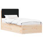 Casa si Gradina - Mobilier - Paturi si accesorii - Paturi - Cadru de pat cu tablie tapitata cu headboard Negru 90 x 190 cm - Infinity.ro