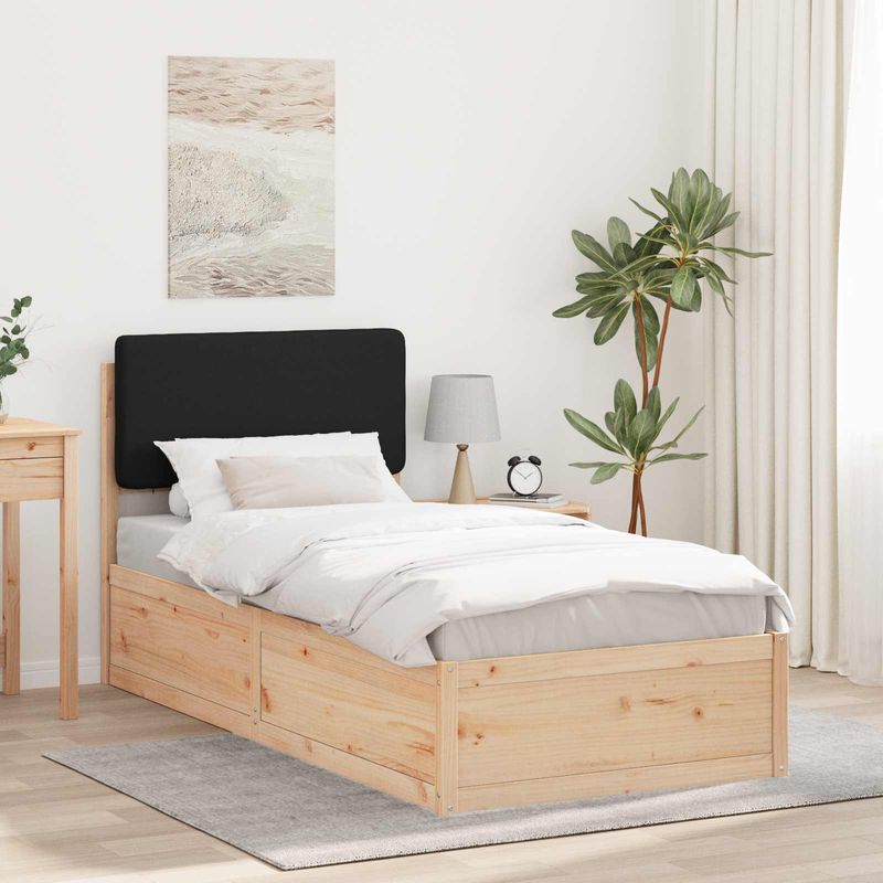 Casa si Gradina - Mobilier - Paturi si accesorii - Paturi - Cadru de pat cu tablie tapitata cu headboard Negru 90 x 190 cm - Infinity.ro