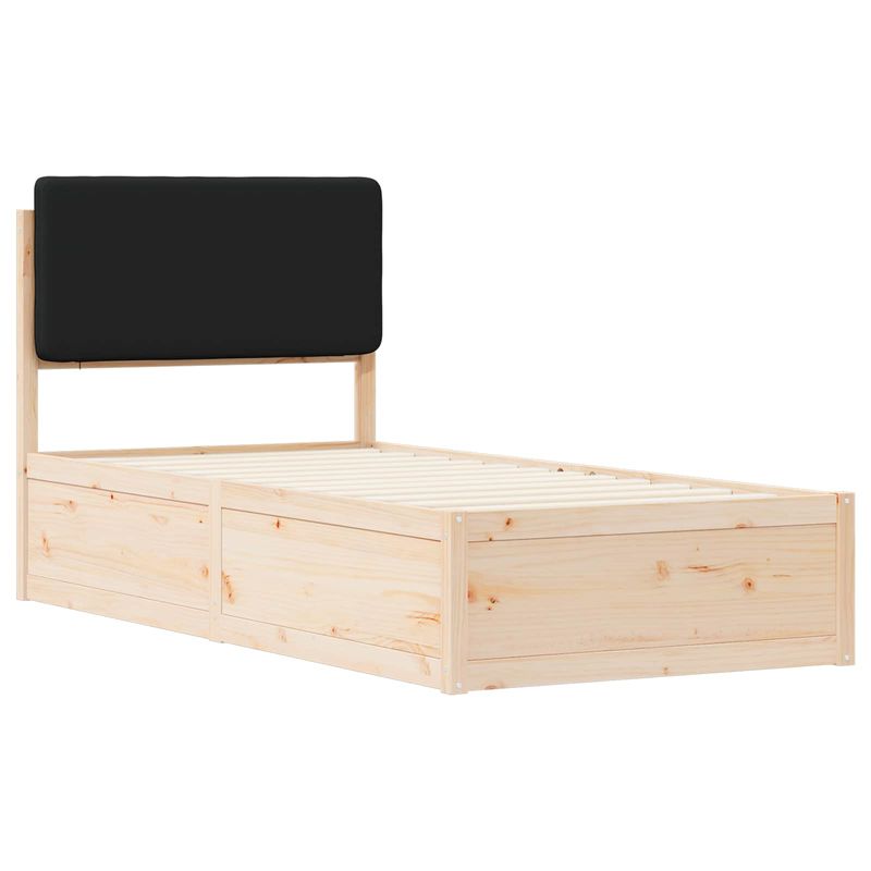 Casa si Gradina - Mobilier - Paturi si accesorii - Paturi - Cadru de pat cu tablie tapitata cu headboard Negru 90 x 190 cm - Infinity.ro