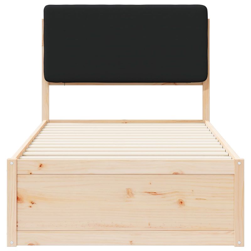 Casa si Gradina - Mobilier - Paturi si accesorii - Paturi - Cadru de pat cu tablie tapitata cu headboard Negru 90 x 190 cm - Infinity.ro