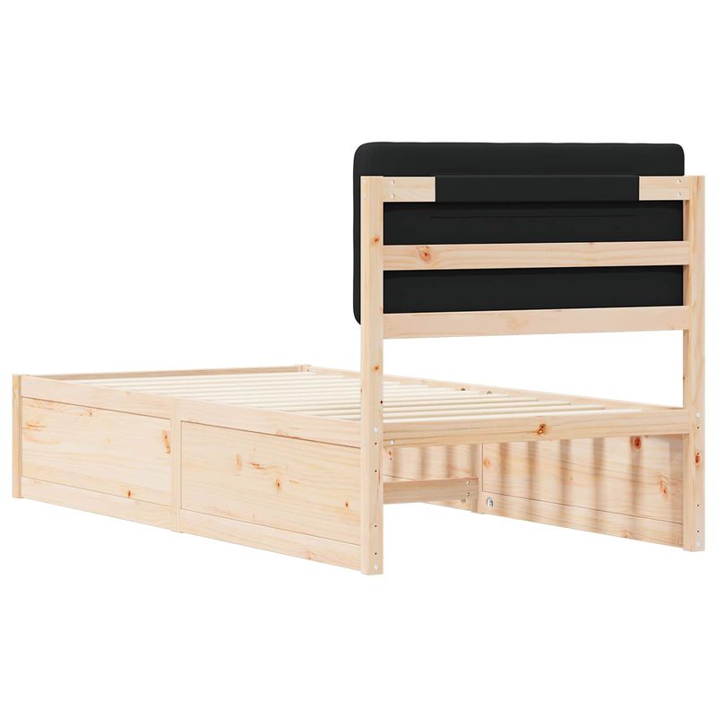 Casa si Gradina - Mobilier - Paturi si accesorii - Paturi - Cadru de pat cu tablie tapitata cu headboard Negru 90 x 190 cm - Infinity.ro