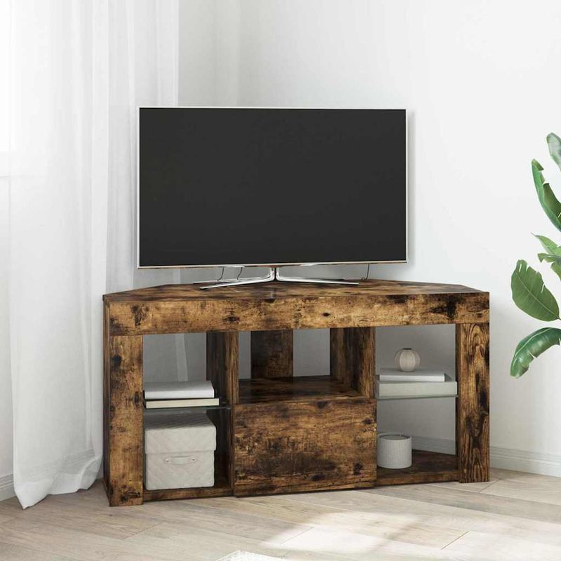 Casa si Gradina - Mobilier - Comode si corpuri - Comode - Sifonier LED pentru TV coltar Stejar fumuriu 105 x 40 x 50 cm - Infinity.ro