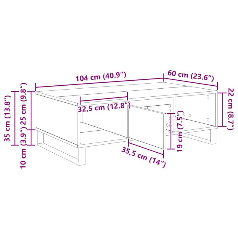 Casa si Gradina - Mobilier - Mese si birouri - Masute de cafea - Masa de cafea Lemn vechi 104 x 60 x 35 cm Lemn compozit - Infinity.ro