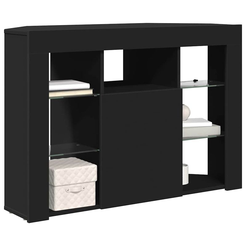 Casa si Gradina - Mobilier - Comode si corpuri - Comode - Sifonier LED pentru TV coltar Pe perete Negru 101 x 40 x 68 cm - Infinity.ro