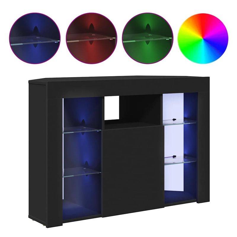 Casa si Gradina - Mobilier - Comode si corpuri - Comode - Sifonier LED pentru TV coltar Pe perete Negru 101 x 40 x 68 cm - Infinity.ro