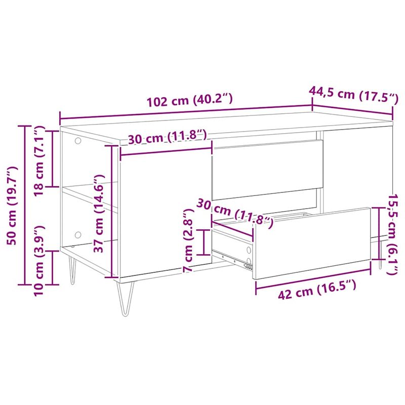 Casa si Gradina - Mobilier - Mese si birouri - Masute de cafea - Masa de cafea Stejar Negru 102 x 44,5 x 50 cm Lemn compozit - Infinity.ro