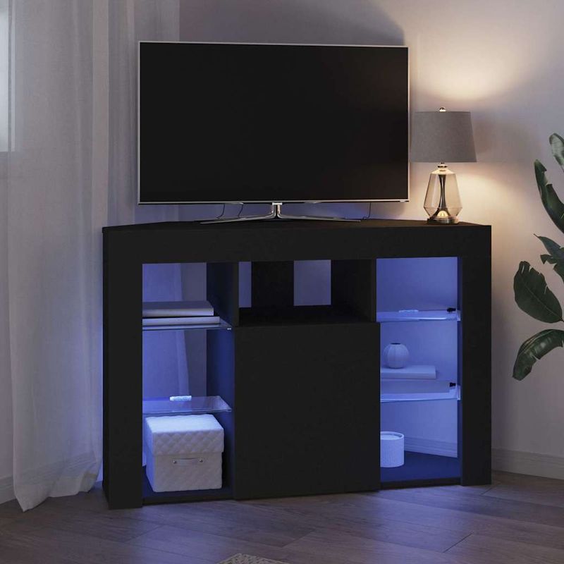 Casa si Gradina - Mobilier - Comode si corpuri - Comode - Sifonier LED pentru TV coltar Pe perete Negru 101 x 40 x 68 cm - Infinity.ro