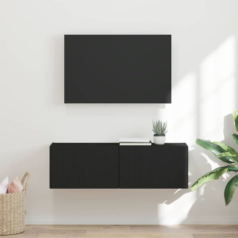 Casa si Gradina - Mobilier - Comode si corpuri - Comode - Dulap TV de perete Negru 60 x 31 x 29.5 cm Lemn compozit - Infinity.ro
