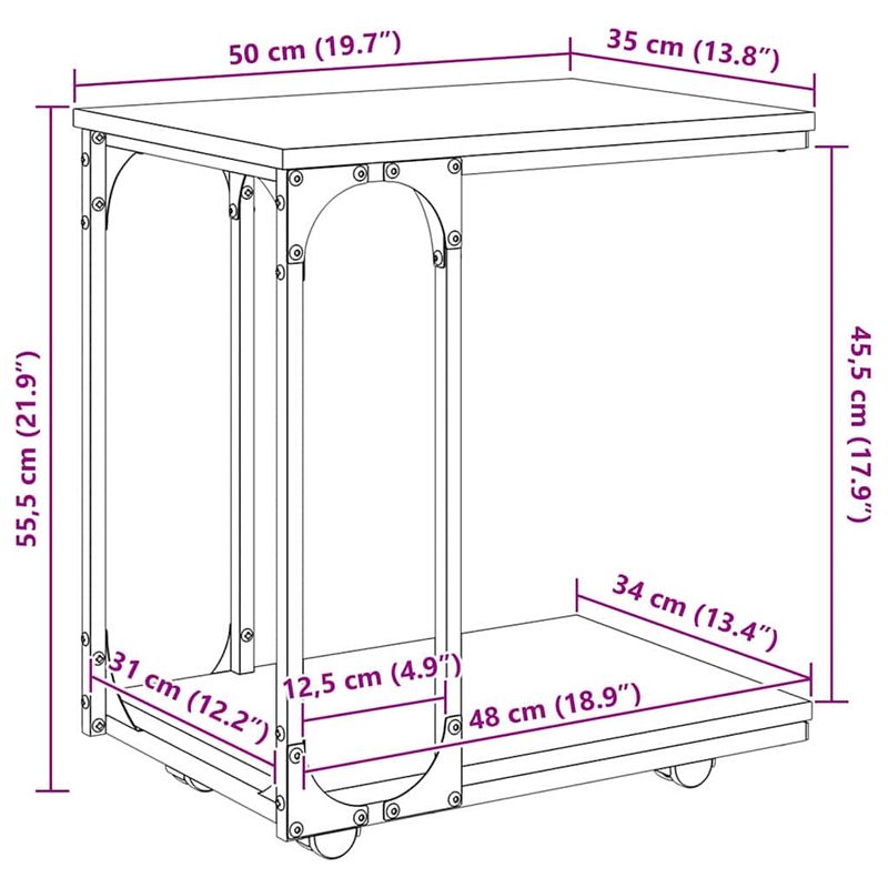 Casa si Gradina - Mobilier - Mese si birouri - Mese living - Masa laterala Lemn vechi 50 x 35 x 55.5 cm Lemn compozit - Infinity.ro