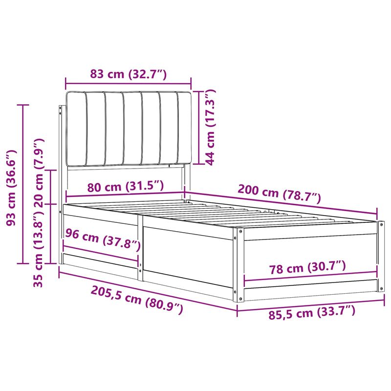 Casa si Gradina - Mobilier - Paturi si accesorii - Paturi - Cadru de pat cu tablie tapitata Gri deschis 80 x 200 cm - Infinity.ro
