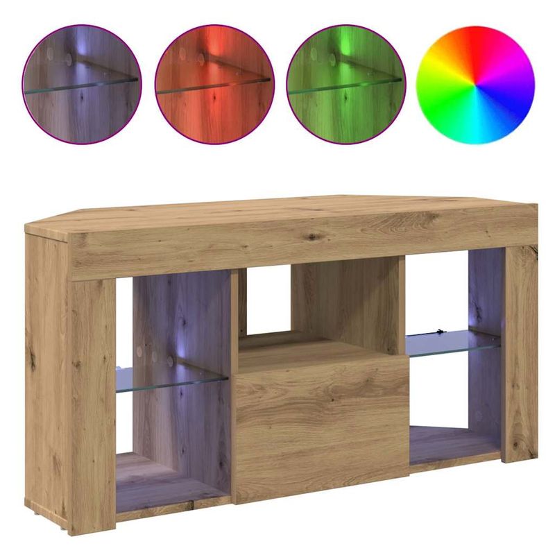 Casa si Gradina - Mobilier - Comode si corpuri - Comode - Sifonier LED pentru TV coltar Stejar Artizanal 108 x 40 x 50 cm - Infinity.ro