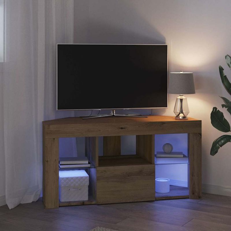 Casa si Gradina - Mobilier - Comode si corpuri - Comode - Sifonier LED pentru TV coltar Stejar Artizanal 108 x 40 x 50 cm - Infinity.ro