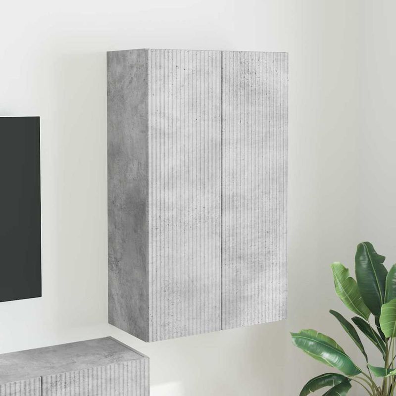 Casa si Gradina - Mobilier - Comode si corpuri - Comode - Dulap TV de perete Pe perete Gri din beton 59,5 x 31 x 100 cm - Infinity.ro