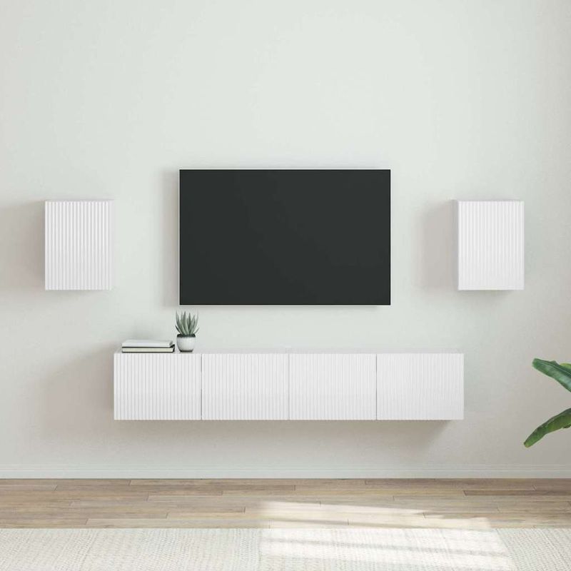 Casa si Gradina - Mobilier - Comode si corpuri - Comode - Dulap TV de perete Pe perete 2 pcs Alb Lucios 30 x 31 x 40 cm - Infinity.ro