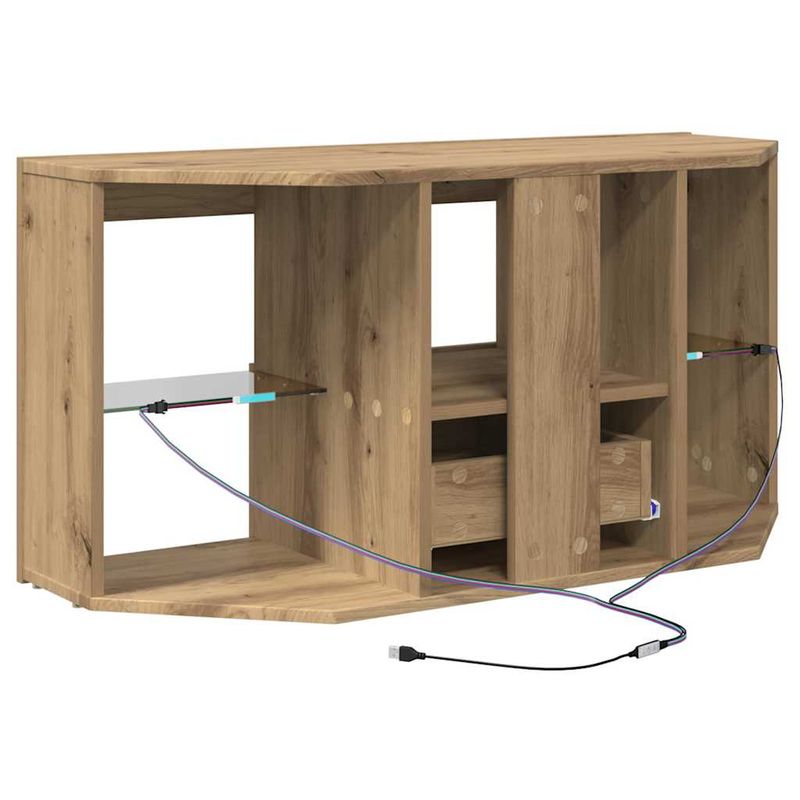 Casa si Gradina - Mobilier - Comode si corpuri - Comode - Sifonier LED pentru TV coltar Stejar Artizanal 108 x 40 x 50 cm - Infinity.ro